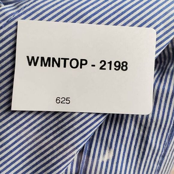 WORTHINGTON Women's Button Down Shirt Medium Blue White Stripe Long Sleeve NWT - Picture 6 of 6